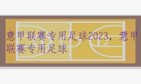 意甲联赛专用足球2023，意甲联赛专用足球