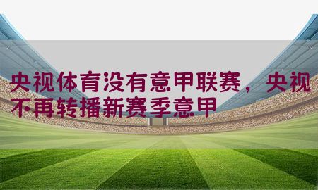 央视体育没有意甲联赛，央视不再转播新赛季意甲