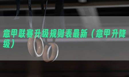 意甲联赛升级规则表最新（意甲升降级）