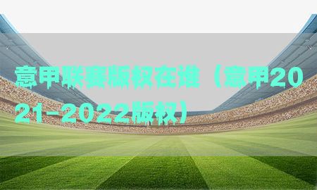 意甲联赛版权在谁（意甲2021-2022版权）